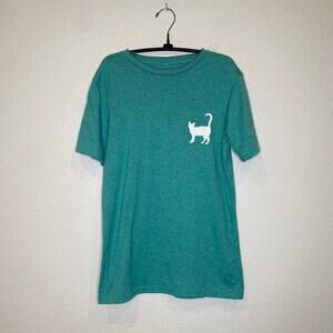 Cat Ladies are Crazy Cool T-Shirt Teal Short Sleeve EUC Sz S/M Casual Crew Neck